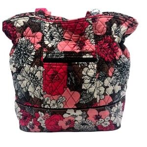 Vera Bradley Floral Nightingale Quilted Cotton Tote Shoulder Bag Pink Brown